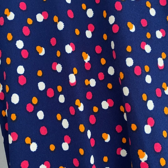 Leota Faux Wrap Dress,  Size L,  Navy Polka Dot, 3/4  sleeve - Picture 4 of 5